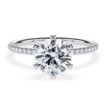 18K Solid Gold 1.50ct Round Brilliant Natural Diamond Set in a 6 Prong Classic Pave Engagement Ring