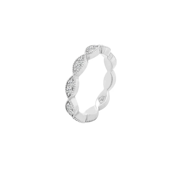 18K Solid Gold 0.38 CTW Round Cut Lab Grown Diamond Full Eternity Band - Side View | Riyanika Jewels