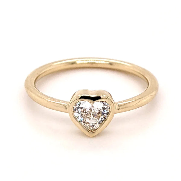 18K Solid Gold 0.32 CT Heart Cut Natural Diamond Stacking Ring | Riyanika Jewels