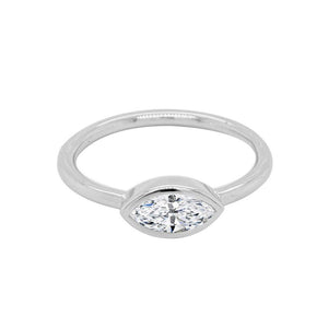 18K Solid Gold Marquise Cut Lab Grown Diamond Pinkie Ring | Riyanika Jewels