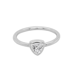 14K 0.32ct Natural Diamond Trillion Cut Solitaire Stacking Ring