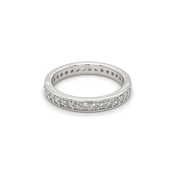 18K Solid Gold 0.75 CTW Round Cut Lab Grown Diamond Eternity Wedding Band - Side View | Riyanika Jewels