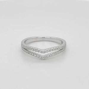 18K Solid Gold 0.27 CT V-Shaped Chevron Lab Grown Diamond Stacking Ring | Riyanika Jewels