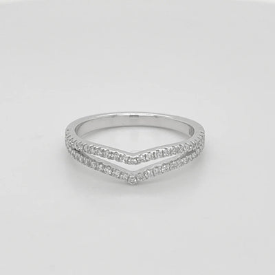 18K Solid Gold 0.27 CT V-Shaped Chevron Lab Grown Diamond Stacking Ring | Riyanika Jewels