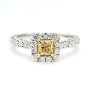18K Solid Gold Cushion Lab Grown Yellow Diamond 1.11 Carat Cocktail Ring | Riyanika Jewels