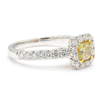 1.11ct Fancy Yellow Diamond Cushion Cut Cocktail Ring in 18K Solid Gold | Riyanika