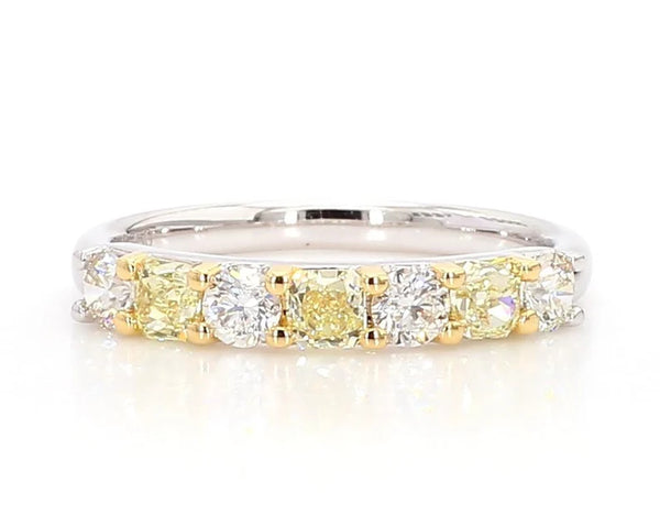 0.93ct Fancy Yellow Diamond Radiant Cut Wedding Band in 18K Solid Gold | Riyanika