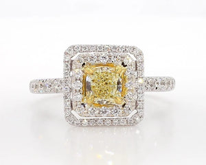 1.36ct Fancy Yellow Diamond Cushion Cut Cocktail Ring in 18K Solid Gold | Riyanika