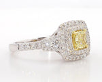 18K Solid Gold Cushion Lab Grown Yellow Diamond 1.18 Carat Cocktail Ring - Close Up | Riyanika Jewels