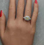 1.18ct Fancy Yellow Diamond Cushion Cut Cocktail Ring in 18K Solid Gold | Riyanika