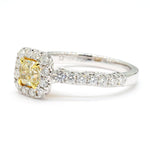 14K 1.11ct Lab Grown Yellow Diamond Cushion Cut Cocktail Ring