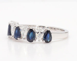 18K Solid Gold Blue Pear Sapphire & Lab Grown Diamond 2.14 Carat Cocktail Band | Riyanika Jewels
