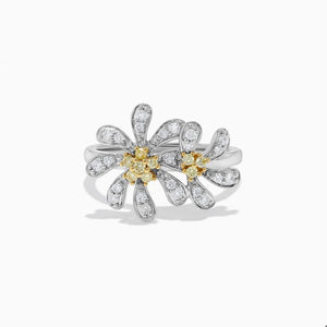 18K Solid Gold Round Lab Grown Yellow & Lab Grown Diamond 0.35 Carat Cocktail Ring | Riyanika Jewels