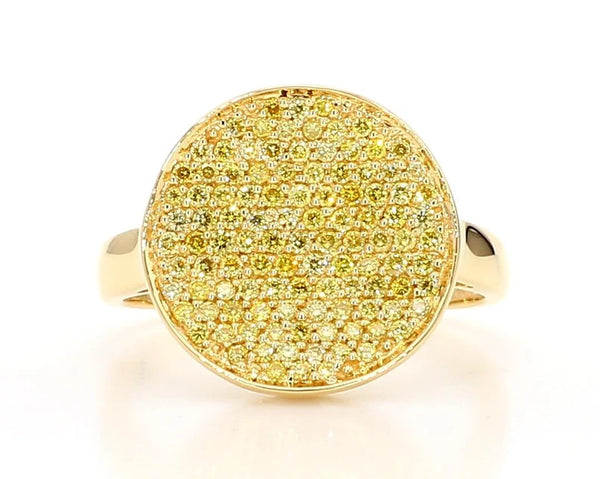 14K 0.67ct Lab Grown Yellow Diamond Round Cut Cocktail Ring