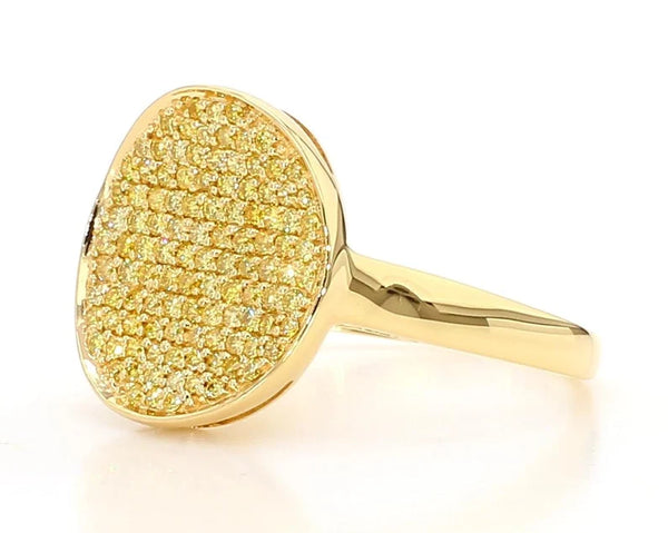 0.67ct Fancy Yellow Diamond Round Cut Cocktail Ring in 18K Solid Gold | Riyanika