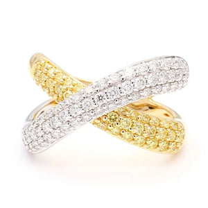 18K Solid Gold Round Lab Grown Yellow & Lab Grown Diamond 0.99 Carat Cocktail Band | Riyanika Jewels