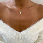 18K Solid Gold Lab Grown Diamond Lariat Cluster Necklace - Close Up | Riyanika Jewels