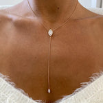 18K Solid Gold Lab Grown Diamond Lariat Cluster Necklace - Alternate Angle | Riyanika Jewels