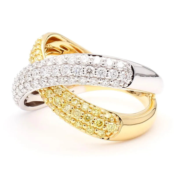 18K Solid Gold Round Lab Grown Yellow & Lab Grown Diamond 0.99 Carat Cocktail Band - Side View | Riyanika Jewels