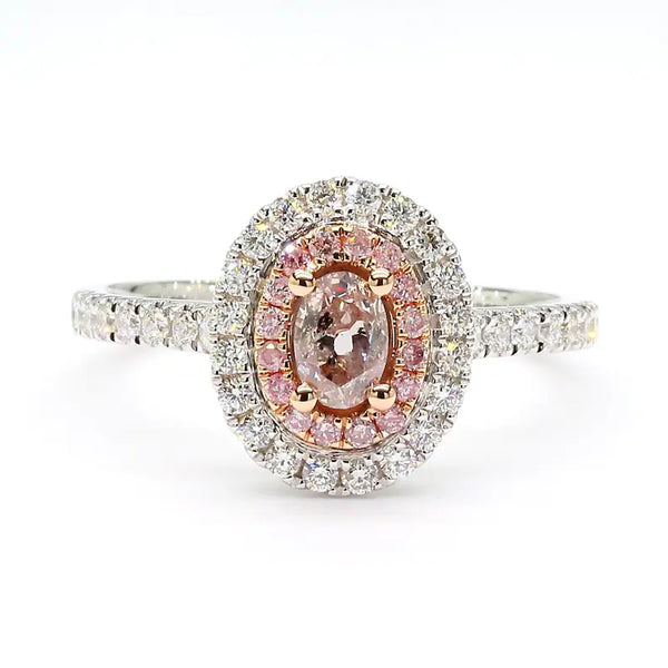 18K Solid Gold Oval Lab Grown Pink Diamond 0.71 Carat Cocktail Ring - Side View | Riyanika Jewels