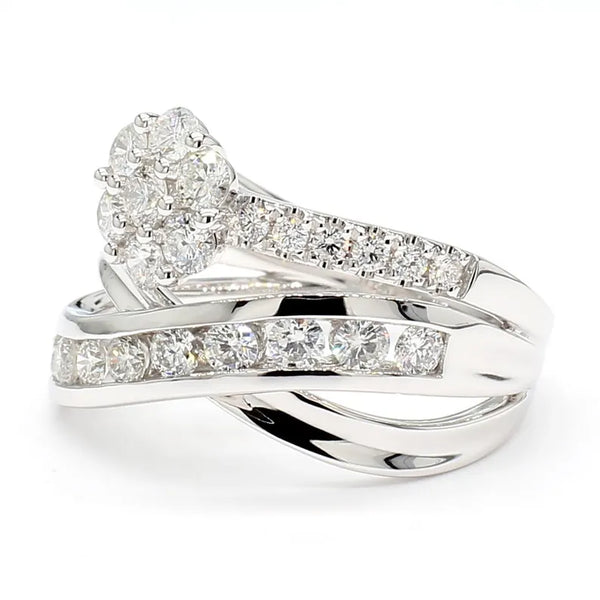 18K Solid Gold Round Lab Grown Diamond 1.18 Carat Cocktail Ring - Side View | Riyanika Jewels