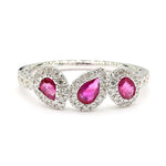 18K Solid Gold Red Pear Ruby & Lab Grown Diamond 1.10 Carat Cocktail Ring - Detail | Riyanika Jewels