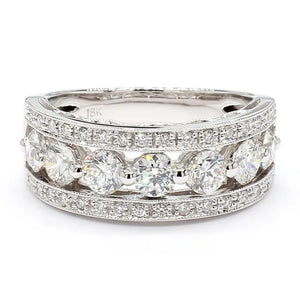 18K Solid Gold Round Lab Grown White Diamond 1.69 Carat Cocktail Band | Riyanika Jewels