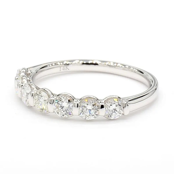 18K Solid Gold Round Lab Grown Diamond 0.81 Carat Wedding Band - Side View | Riyanika Jewels