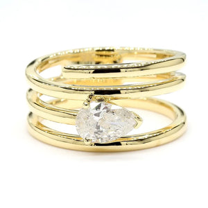 18K Solid Gold Pear Lab Grown Diamond 0.72 Carat Cocktail Ring | Riyanika Jewels