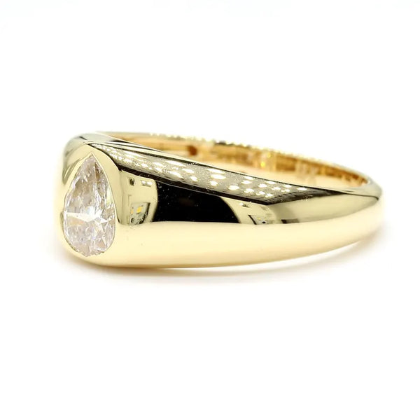 18K Solid Gold Pear Lab Grown Diamond 0.52 Carat Cocktail Band - Side View | Riyanika Jewels