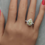14K 3.41ct Lab Grown Yellow Diamond Pear Cut Cocktail Ring