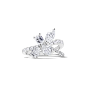 18K Solid Gold 2.46 Carat Mix White Lab Grown Diamond Cocktail Ring | Riyanika Jewels