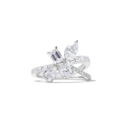 18K Solid Gold 2.46 Carat Mix White Lab Grown Diamond Cocktail Ring | Riyanika Jewels