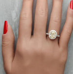 3.28ct Fancy Yellow Diamond Oval Cut Cocktail Ring in 18K Solid Gold | Riyanika
