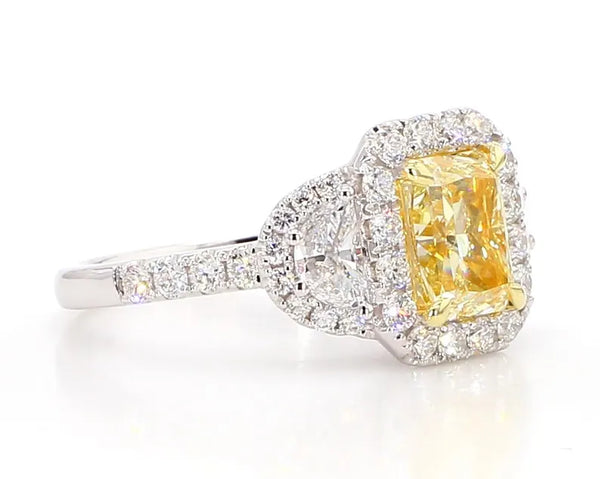 3.21ct Fancy Yellow Diamond Radiant Cut Cocktail Ring in 18K Solid Gold | Riyanika