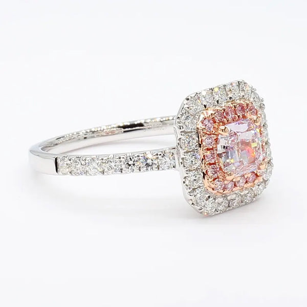 18K Solid Gold IGI Certified Lab Grown Pink Radiant Diamond 1.20 Carat CTW Cocktail Ring - Side View | Riyanika Jewels