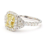 2.75ct Fancy Yellow Diamond Cushion Cut Cocktail Ring in 18K Solid Gold | Riyanika