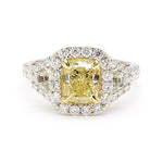 2.75ct Fancy Yellow Diamond Cushion Cut Cocktail Ring in 18K Solid Gold | Riyanika