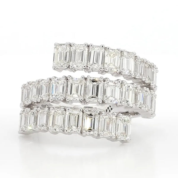 18K Solid Gold 4.31 Carat Emerald White Lab Grown Diamond Cocktail Band | Riyanika Jewels