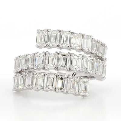 18K Solid Gold 4.31 Carat Emerald White Lab Grown Diamond Cocktail Band | Riyanika Jewels