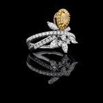 2.06ct Fancy Yellow Diamond Pear Cut Cocktail Ring in 18K Solid Gold | Riyanika