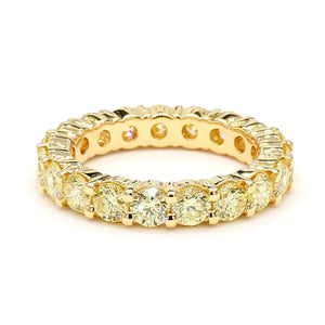 2.55ct Fancy Yellow Diamond Round Cut Eternity Band in 18K Solid Gold | Riyanika