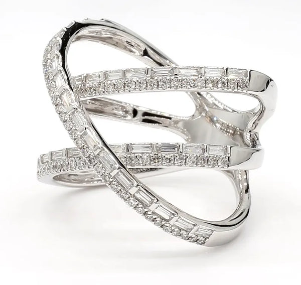 18K Solid Gold Baguette Lab Grown Diamond 0.78 Carat Cocktail Ring - Side View | Riyanika Jewels