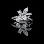 18K Solid Gold 2.46 Carat Mix White Lab Grown Diamond Cocktail Ring - Close Up | Riyanika Jewels
