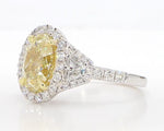 18K Solid Gold IGI Certified Lab Grown Yellow Oval Diamond 4.06 Carat CTW Cocktail Ring - Close Up | Riyanika Jewels