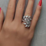 18K Solid Gold Lab Grown White Pear Diamond 5.11 Carat CTW Cocktail Ring - Alternate Angle