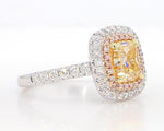 2.64ct Fancy Yellow Diamond Cushion Cut Cocktail Ring in 18K Solid Gold | Riyanika
