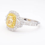 14K 2.13ct Lab Grown Yellow Diamond Cushion Cut Cocktail Ring