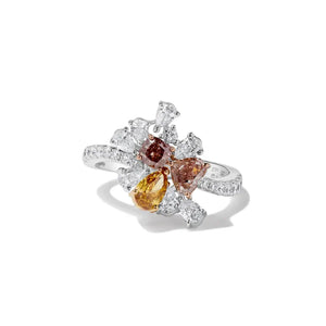 18K Solid Gold 2.12 Carat Mix Fancy Color Lab Grown Diamond Cocktail Ring | Riyanika Jewels