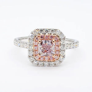 18K Solid Gold IGI Certified Lab Grown Pink Radiant Diamond 1.20 Carat CTW Cocktail Ring | Riyanika Jewels